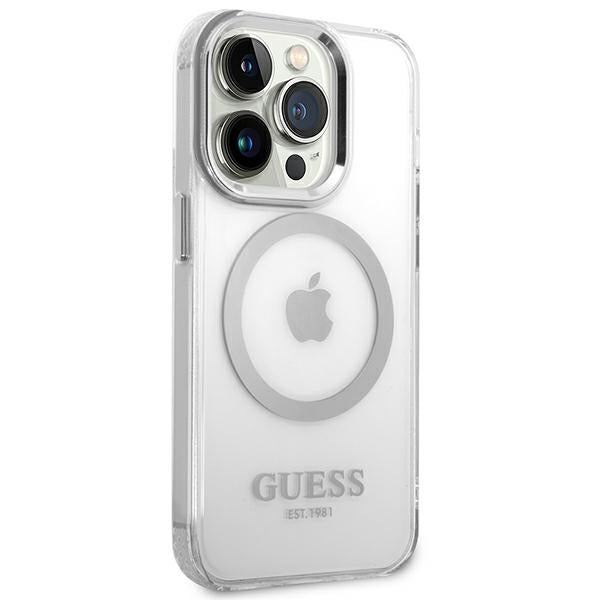 Guess GUHMP14XHTRMS iPhone 14 Pro Max 6.7" silver/silver hard case Metal Outline Magsafe