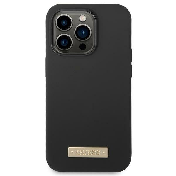 Guess GUHMP14XSBPLK iPhone 14 Pro Max 6.7" black/black hard case Silicone Logo Plate MagSafe