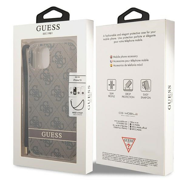 Guess GUOHCP14MH4STW iPhone 14 Plus 6.7 &quot;brown / brown hardcase 4G Print Strap