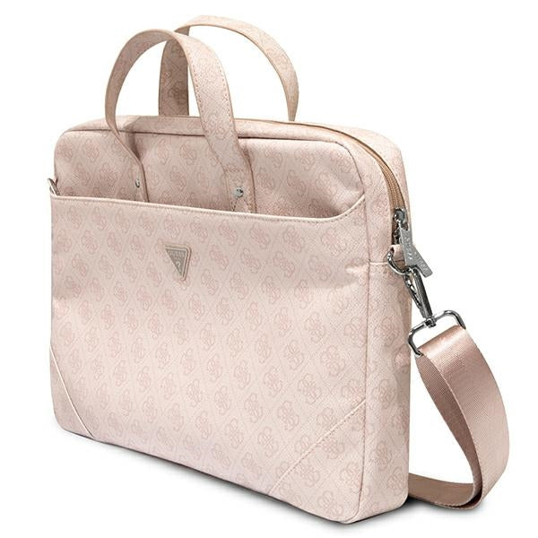 Guess Saffiano 4G Triangle Logo bag for a 16&#39;&#39; laptop - pink