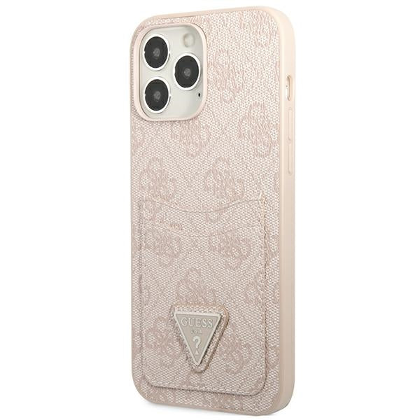 Guess 4G Triangle Logo Cardslot Case for iPhone 13 Pro / 13 - Pink