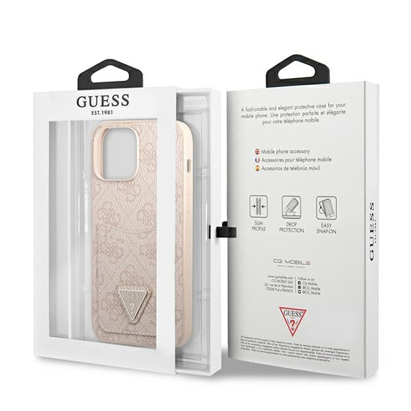 Guess 4G Triangle Logo Cardslot Case for iPhone 13 Pro / 13 - Pink