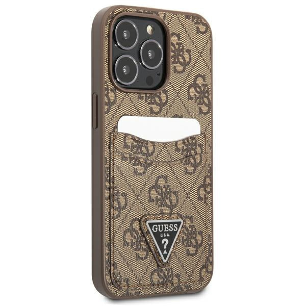 Guess 4G Triangle Logo Cardslot Case for iPhone 13 Pro / 13 - Brown