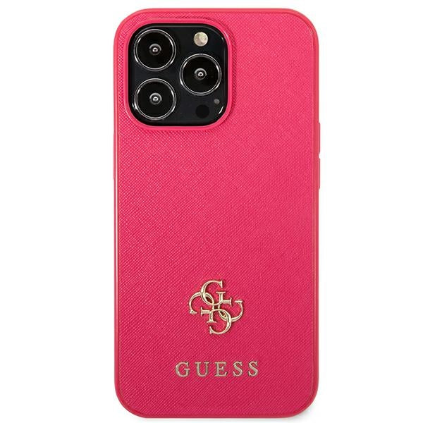 Guess Saffiano 4G Small Metal Logo case for iPhone 13 Pro / 13 - pink