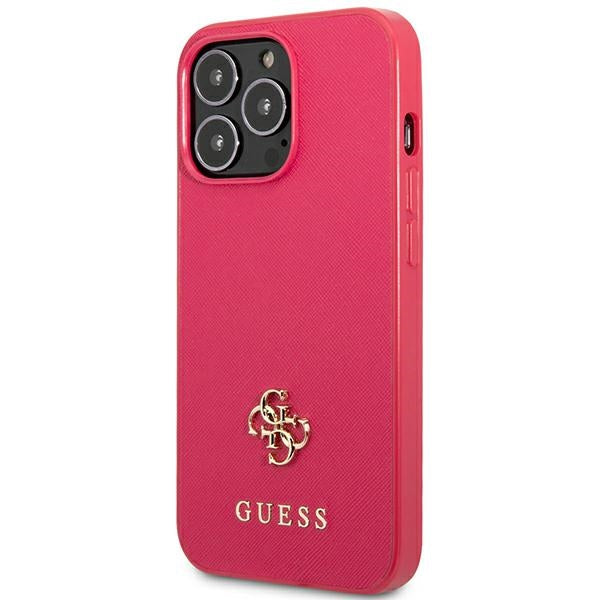 Guess Saffiano 4G Small Metal Logo case for iPhone 13 Pro / 13 - pink