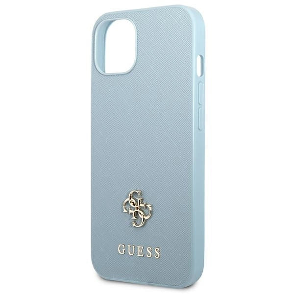 Guess Saffiano 4G Small Metal Logo case for iPhone 13 mini - blue