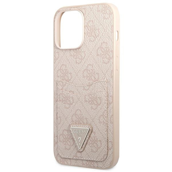 Guess 4G Triangle Logo Cardslot case for iPhone 13 Pro Max - pink