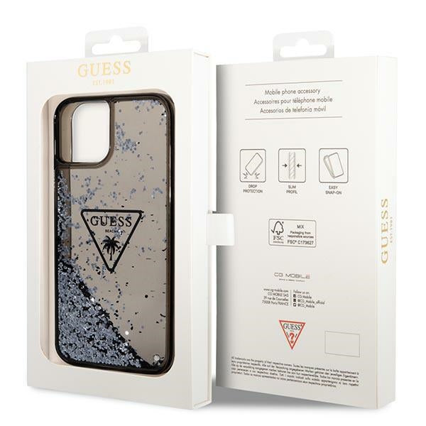 Guess GUHCP14SLFCTPK iPhone 14 6.1" black/black hardcase Liquid Glitter Palm Collection