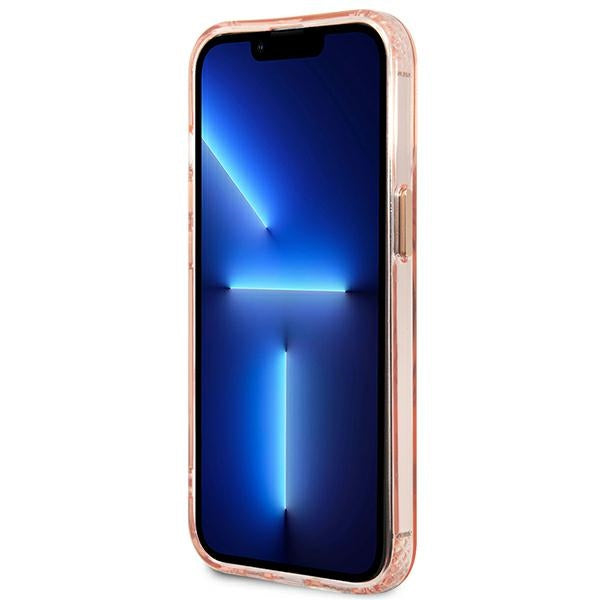 Guess GUHMP13LHTCMP iPhone 13 Pro / 13 6.1" pink/pink hard case Gold Outline Translucent MagSafe