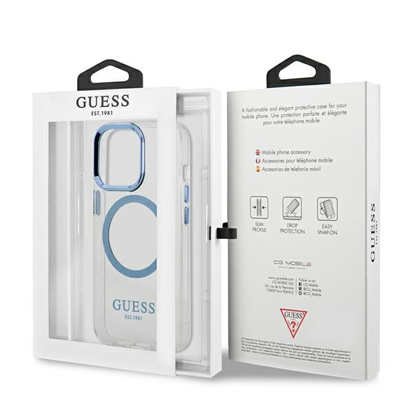 Guess Metal Outline MagSafe case for iPhone 13 Pro / iPhone 13 - blue