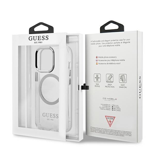 Guess Metal Outline MagSafe case for iPhone 13 Pro / iPhone 13 - silver