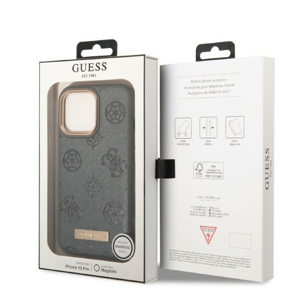 Guess GUHMP13LSAPSTG iPhone 13 Pro / 13 6.1" grey/grey hardcase Peony Logo Plate MagSafe