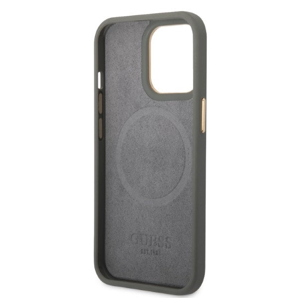 Guess GUHMP13LSAPSTG iPhone 13 Pro / 13 6.1" grey/grey hardcase Peony Logo Plate MagSafe