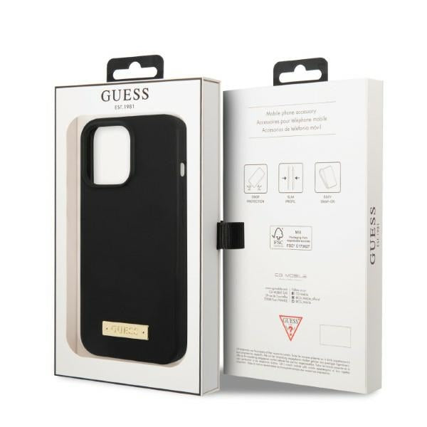 Guess GUHMP13LSPLK iPhone 13 Pro / 13 6.1" black/black hard case Silicone Logo Plate MagSafe