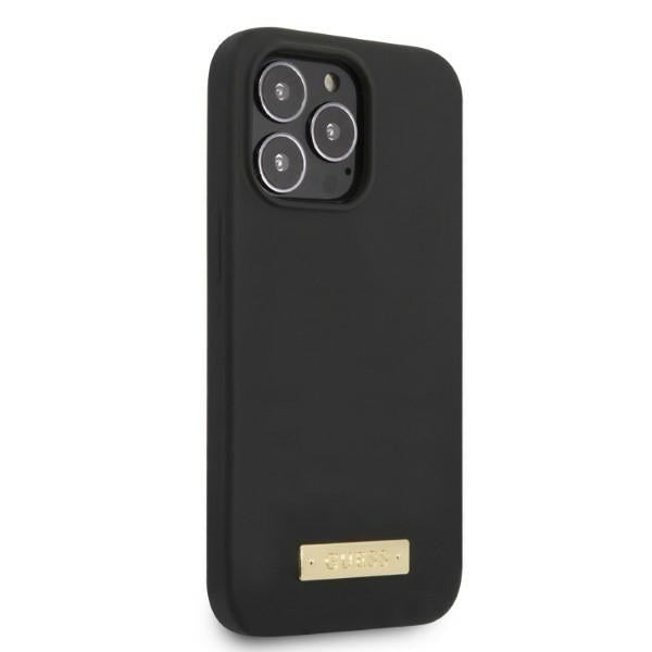 Guess GUHMP13LSPLK iPhone 13 Pro / 13 6.1" black/black hard case Silicone Logo Plate MagSafe
