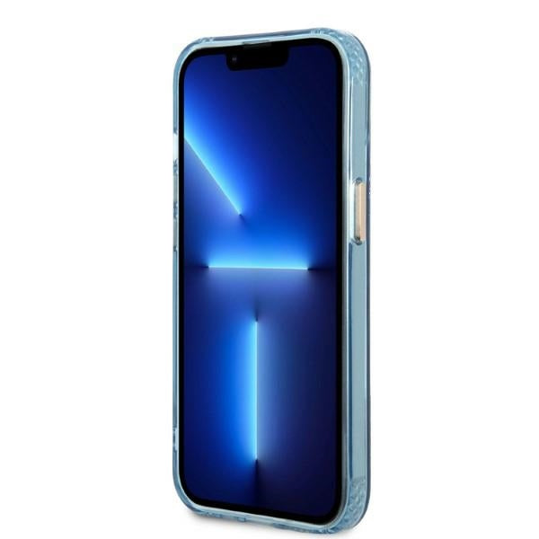 Guess Gold Outline Translucent MagSafe case for iPhone 13 - blue