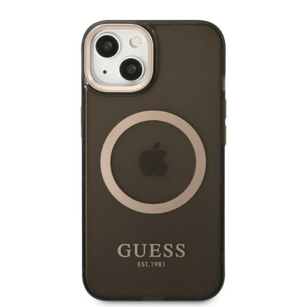 Guess Gold Outline Translucent MagSafe case for iPhone 13 - black