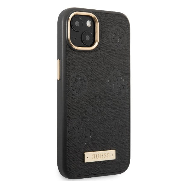 Guess GUHMP13MSAPSTK iPhone 13 6.1" black/black hardcase Peony Logo Plate MagSafe