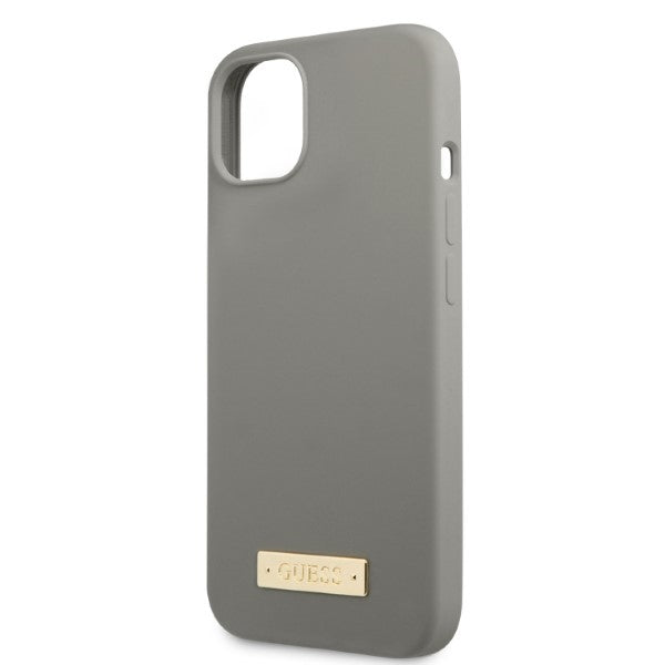 Guess GUHMP13MSPLG iPhone 13 6.1" grey/grey hard case Silicone Logo Plate MagSafe