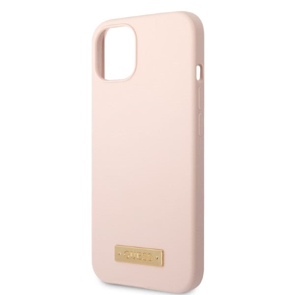 Guess GUHMP13SSBPLP iPhone 13 mini 5.4" pink/pink hard case Silicone Logo Plate MagSafe
