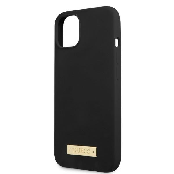 Guess Silicone Logo Plate MagSafe case for iPhone 13 mini - black