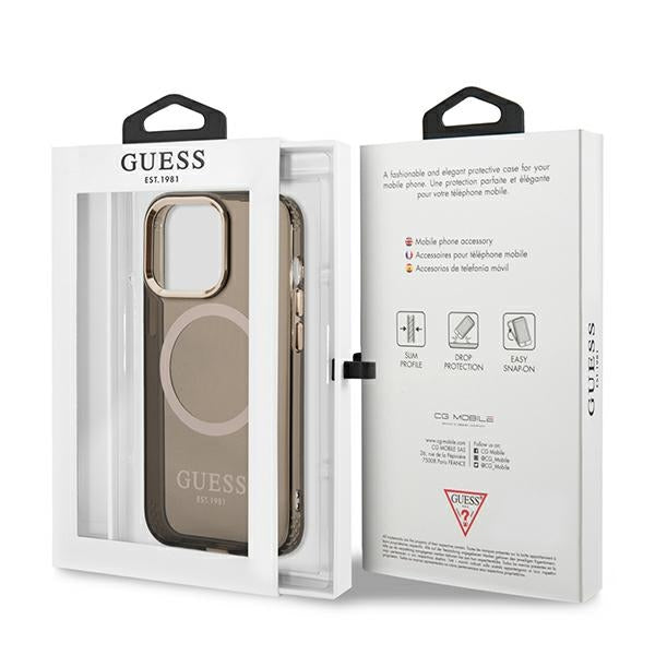 Guess Gold Outline Translucent MagSafe case for iPhone 13 Pro Max - black