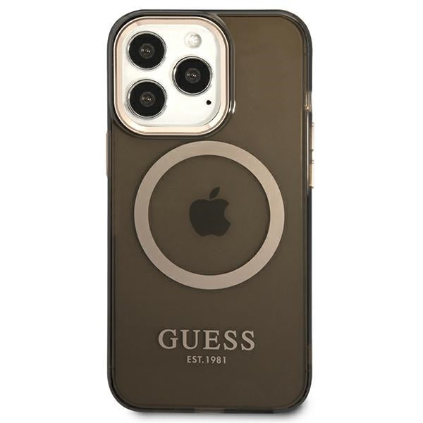 Guess Gold Outline Translucent MagSafe case for iPhone 13 Pro Max - black