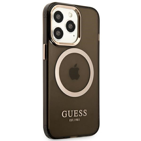 Guess Gold Outline Translucent MagSafe case for iPhone 13 Pro Max - black