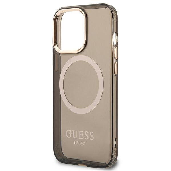 Guess Gold Outline Translucent MagSafe case for iPhone 13 Pro Max - black