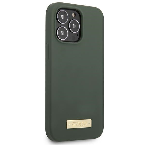 Guess GUHMP13XSPLA iPhone 13 Pro Max 6.7" green/khaki hard case Silicone Logo Plate MagSafe