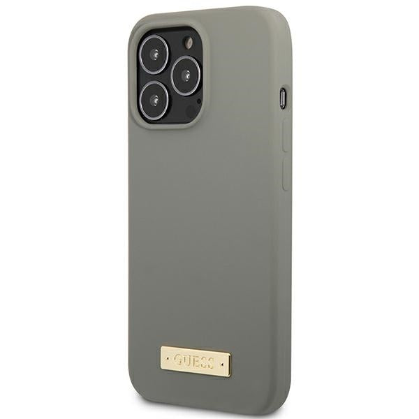 Guess GUHMP13XSPLG iPhone 13 Pro Max 6.7" grey/grey hard case Silicone Logo Plate MagSafe