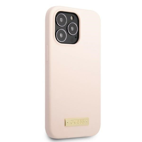 Guess GUHMP13XSPLP iPhone 13 Pro Max 6.7" pink/pink hard case Silicone Logo Plate MagSafe