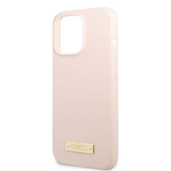 Guess GUHMP13XSPLP iPhone 13 Pro Max 6.7" pink/pink hard case Silicone Logo Plate MagSafe