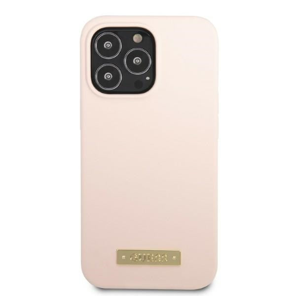 Guess GUHMP13XSPLP iPhone 13 Pro Max 6.7" pink/pink hard case Silicone Logo Plate MagSafe