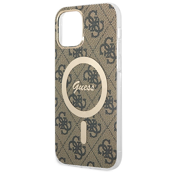Set Guess GUBPP12MH4EACSW Case+ Charger iPhone 12/12 Pro brown/brown hard case 4G Print MagSafe