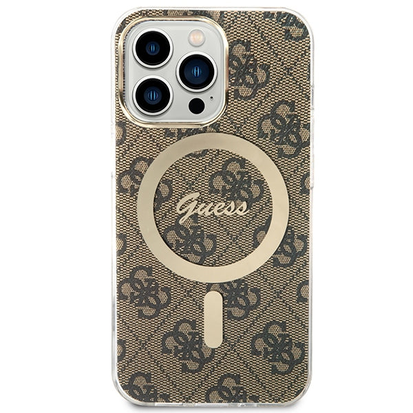 Set Guess GUBPP13LH4EACSW Case+ Charger iPhone 13 Pro brown/brown hard case 4G Print MagSafe
