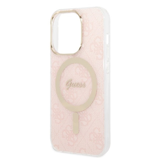 Set Guess GUBPP14LH4EACSP Case+ Charger iPhone 14 Pro 6.1" pink/pink hard case 4G Print MagSafe