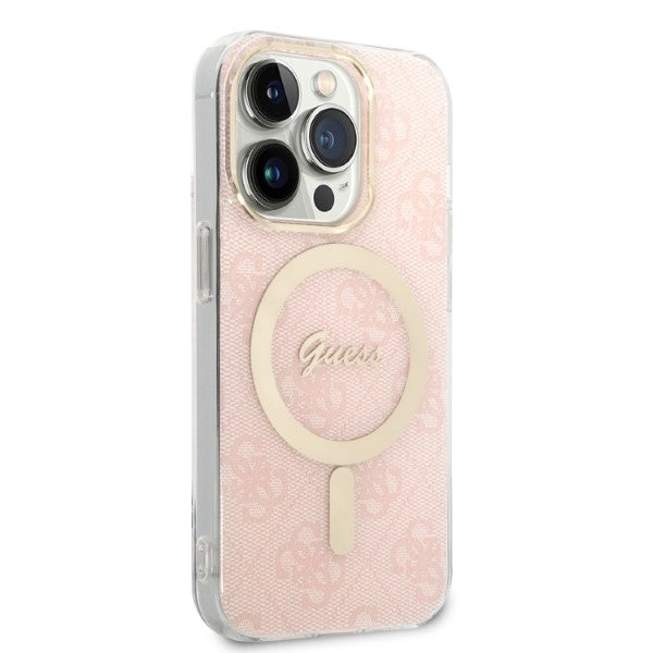 Set Guess GUBPP14LH4EACSP Case+ Charger iPhone 14 Pro 6.1" pink/pink hard case 4G Print MagSafe