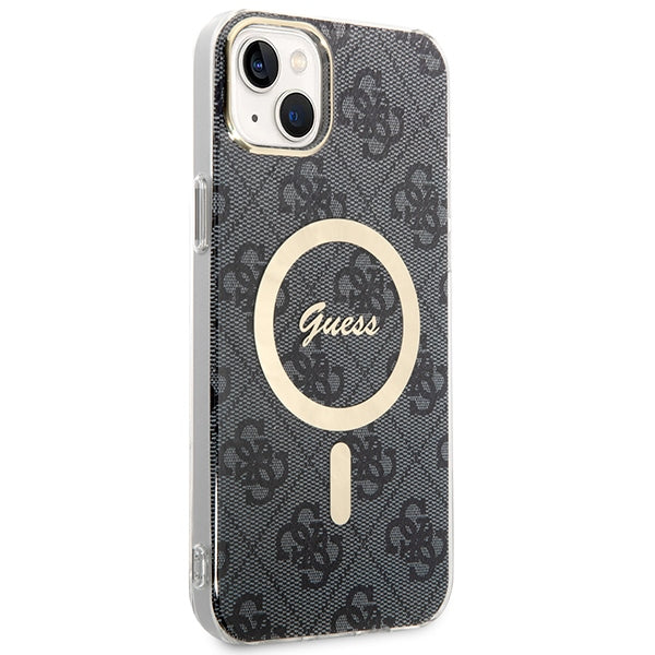 Set Guess GUBPP14MH4EACSK Case+ Charger iPhone 14 Plus 6.7" black/black hard case 4G Print MagSafe