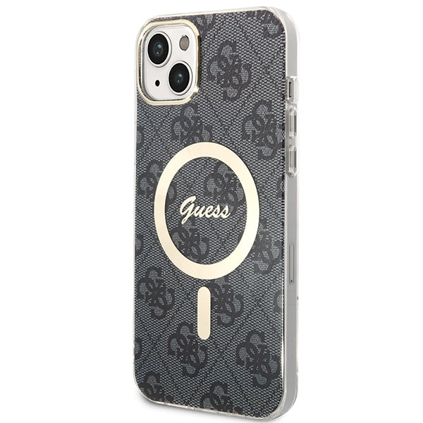 Set Guess GUBPP14MH4EACSK Case+ Charger iPhone 14 Plus 6.7" black/black hard case 4G Print MagSafe