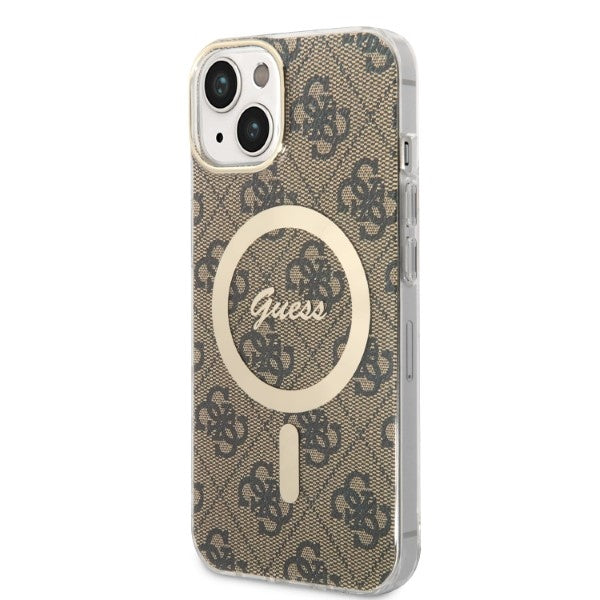 Set Guess GUBPP14MH4EACSW Case+ Charger iPhone 14 Plus 6.7" brown/brown hard case 4G Print MagSafe