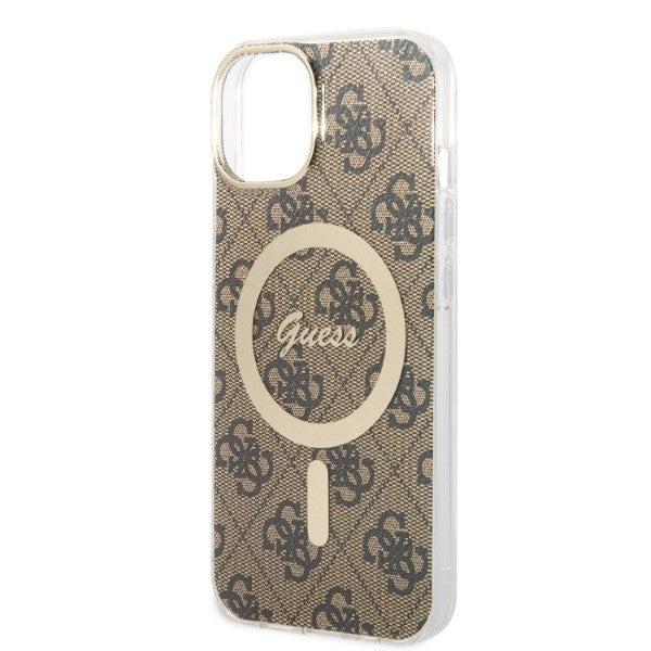 Set Guess GUBPP14SH4EACSW Case+ Charger iPhone 14 6.1" brown/brown hard case 4G Print MagSafe
