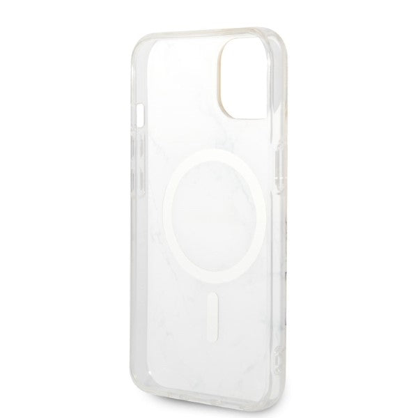 Set Guess GUBPP14SHMEACSH Case+ Charger iPhone 14 6.1&quot; white/white hard case Marble MagSafe