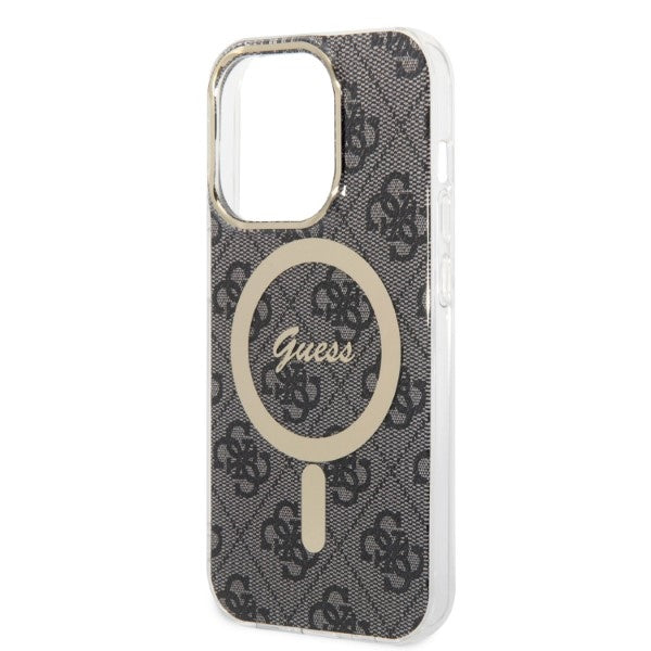 Set Guess GUBPP14XH4EACSK Case+ Charger iPhone 14 Pro Max 6.7" black/black hard case 4G Print MagSafe