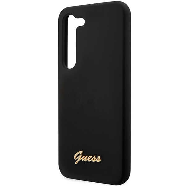 Guess GUHCS23MSLSMK S23+ S916 black/black hardcase Silicone Vintage Gold Logo