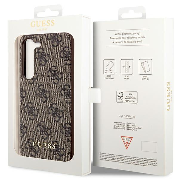 Guess GUHCS23SG4GFBR S23 S911 brown/brown hard case 4G Metal Gold Logo