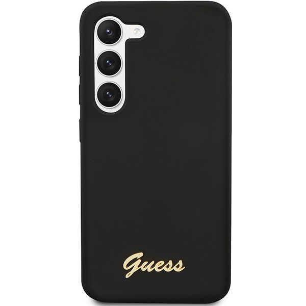 Guess GUHCS23SSLSMK S23 S911 black/black hardcase Silicone Vintage Gold Logo