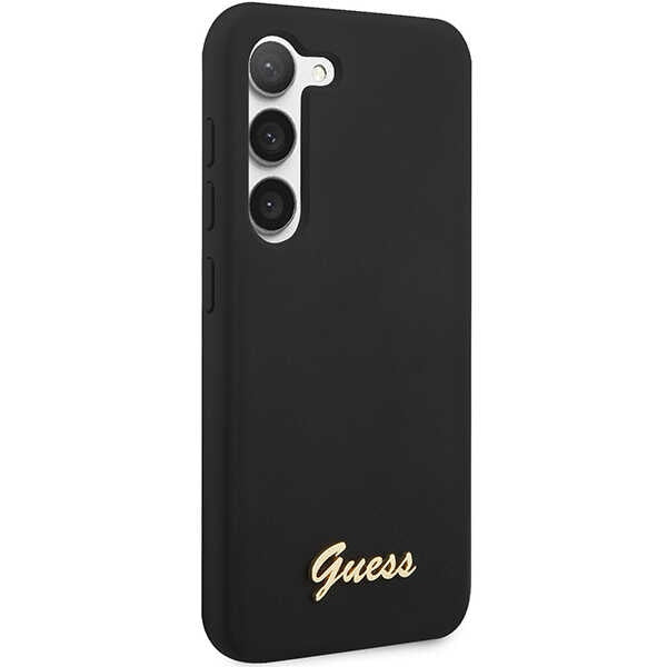 Guess GUHCS23SSLSMK S23 S911 black/black hardcase Silicone Vintage Gold Logo