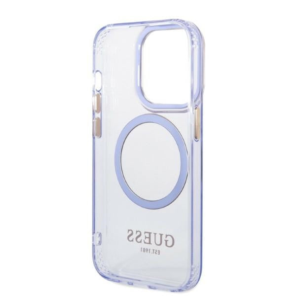 Guess GUHMP14LHTCMU iPhone 14 Pro 6.1" purple/purple hard case Gold Outline Translucent MagSafe