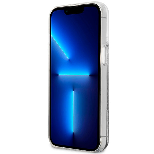 Guess Liquid Glitter Marble case for iPhone 14 - white